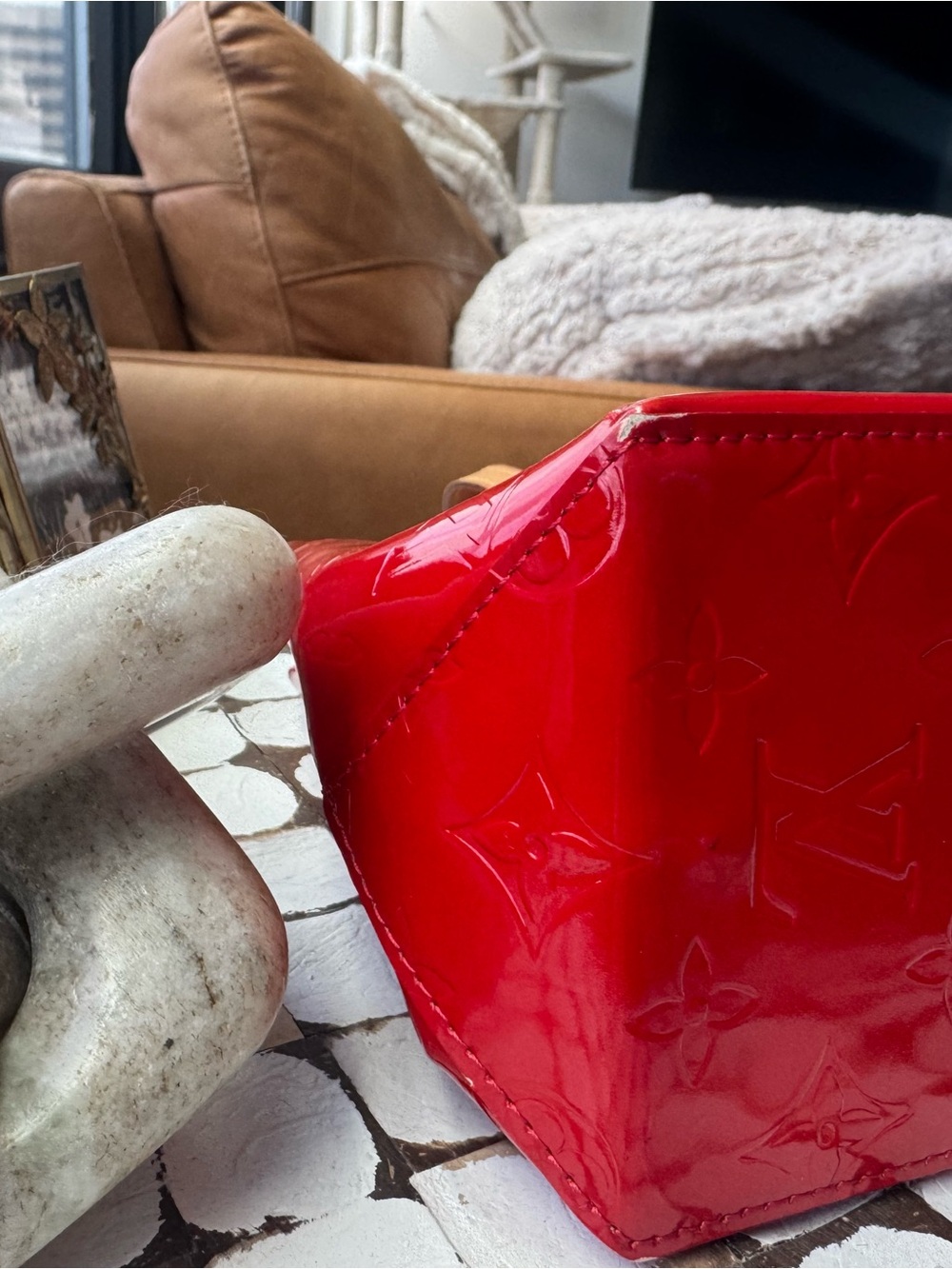 Louis Vuitton Shoulder Bag Monogram Vernis Reade PM, Red, Vintage, Limited - Picture 11 of 14